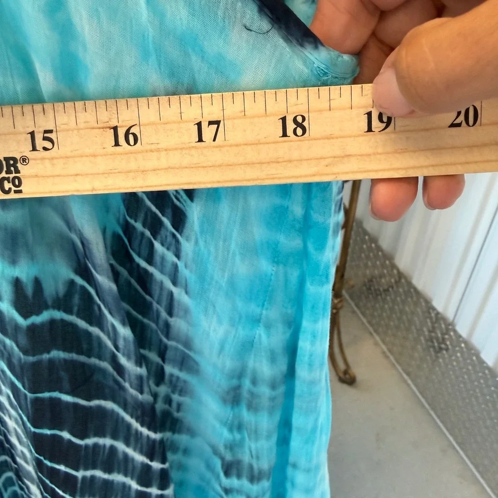 2CHIC Maxi‎ Dress Women One Size Blue Tie Dye Excellent Cotton Boho Tiered